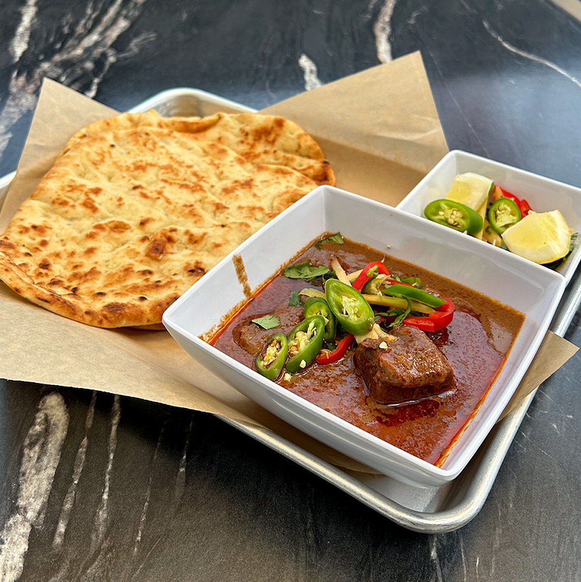 Nihari With Naan — Halal Menu Item at Burns Road Tustin CA