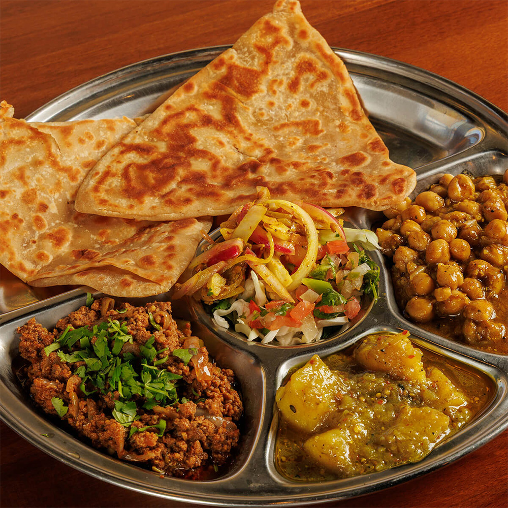 Qeema paratha thali, weekend nashta at Burns Road, Tustin